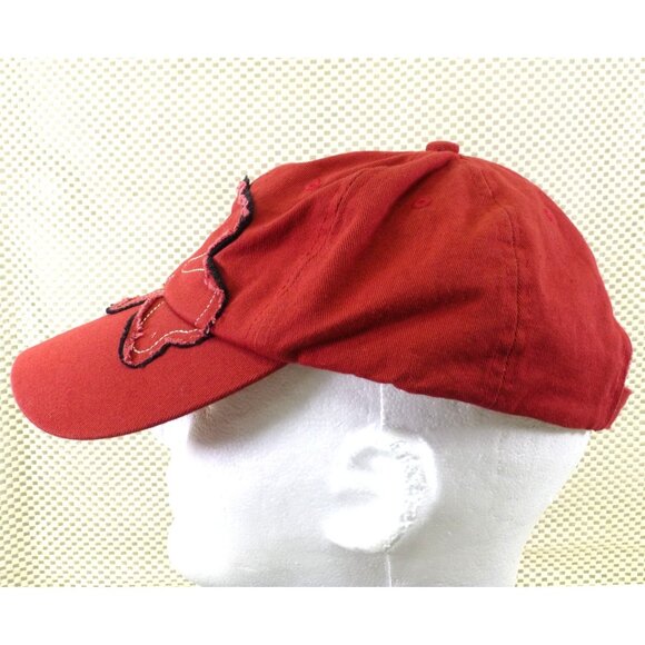 Distressed Red Ireland Baseball Cap With Embroidered Shamrock & Adjustable Strap - Picture 5 of 7